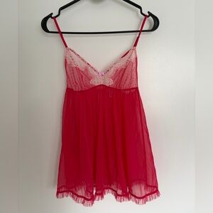 Victoria's Secret Pink Sheer Lace Babydoll Chemise